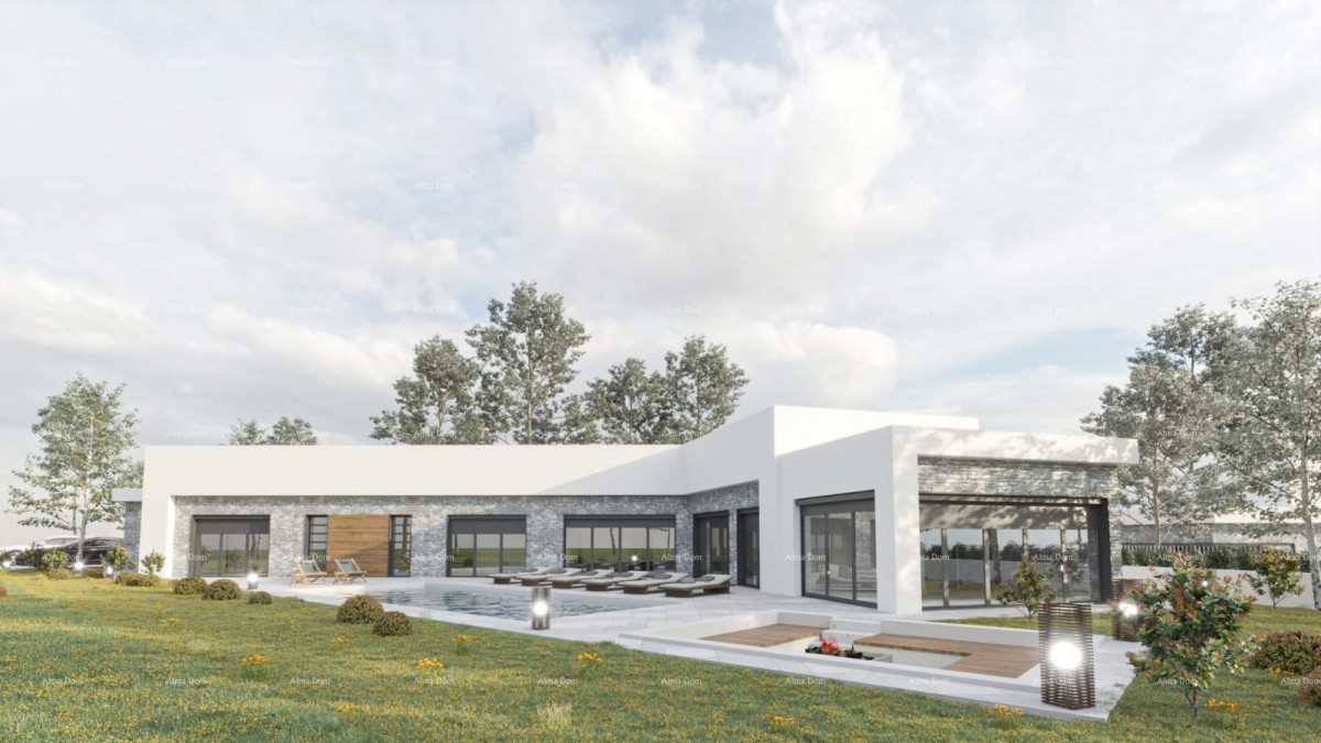 Sale of a construction plot with a building permit for the construction of a modern family house, near Barban! 1