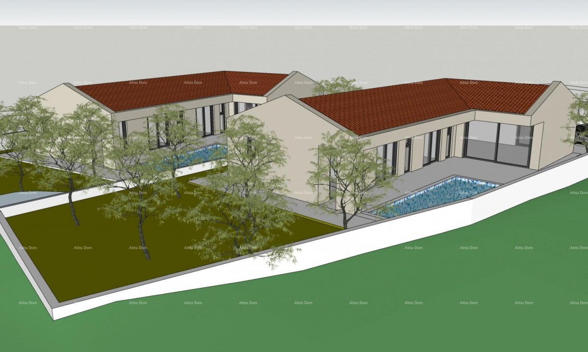 Vendita - due terreni edificabili con permessi di costruzione definitivi per la costruzione di case con piscina, Marčana! La costruzione può iniziare subito! 1