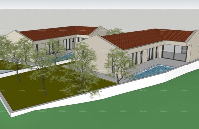 Vendita - due terreni edificabili con permessi di costruzione definitivi per la costruzione di case con piscina, Marčana! La costruzione può iniziare subito!