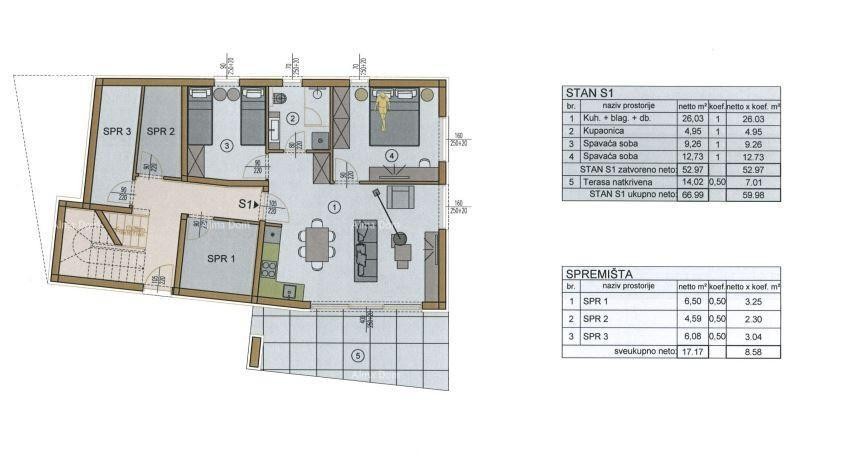 Dvosoban stan s velikim vrtom 100 metara do rive. 10