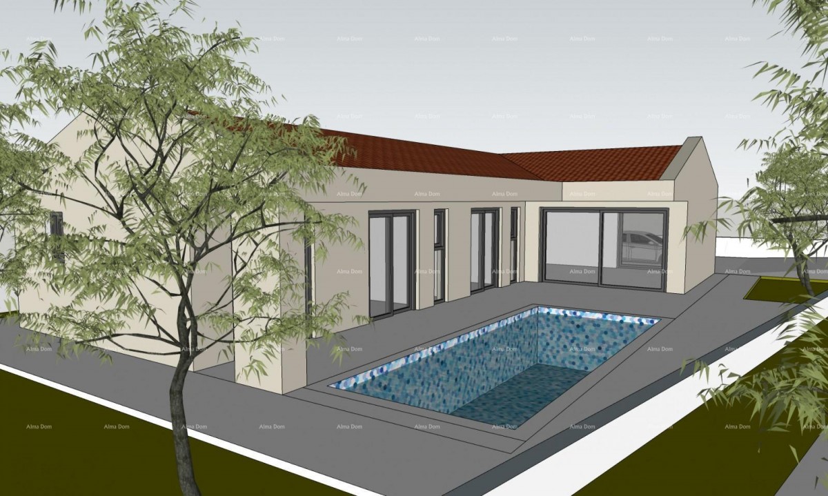 PRODAJA – Građevinsko zemljište s građevinskom dozvolom i projektom kuće s bazenom, Marčana! 2