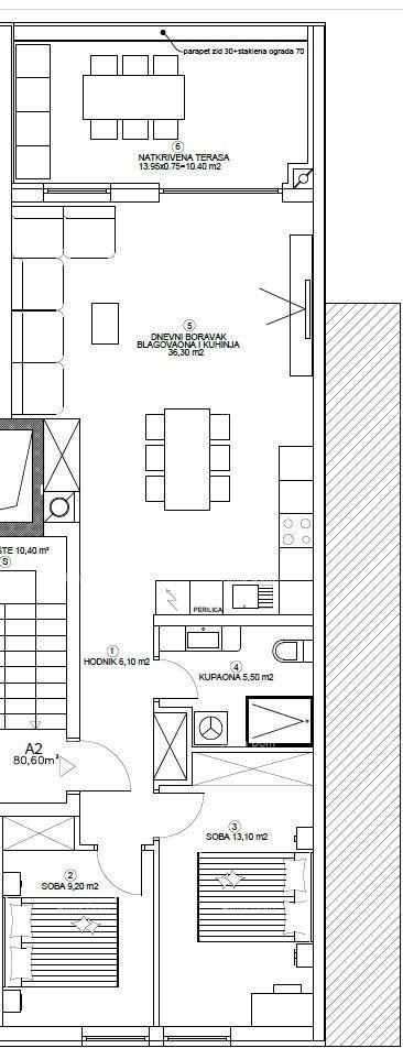 ПУЛА, НОВОСТРОЙКА, КВАРТИРА 80,7 м² С ТЕРАСОЙ И ПАРКОВОЧНЫМ МЕСТОМ 5