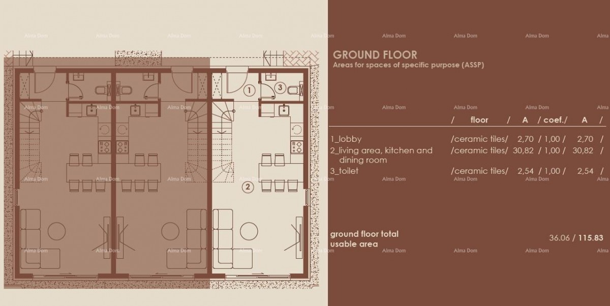Medulin, Moderni troetažni apartma s pogledom na morje, A3 6