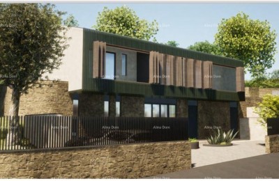 Terreno edificabile con rudere in vendita a Labin, con vista mare e progetto incluso.