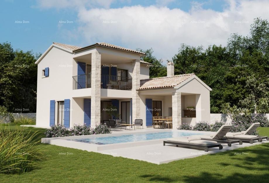 Hiša s bazenom v gradnji s pogledom na Učko – Občina Pićan 1