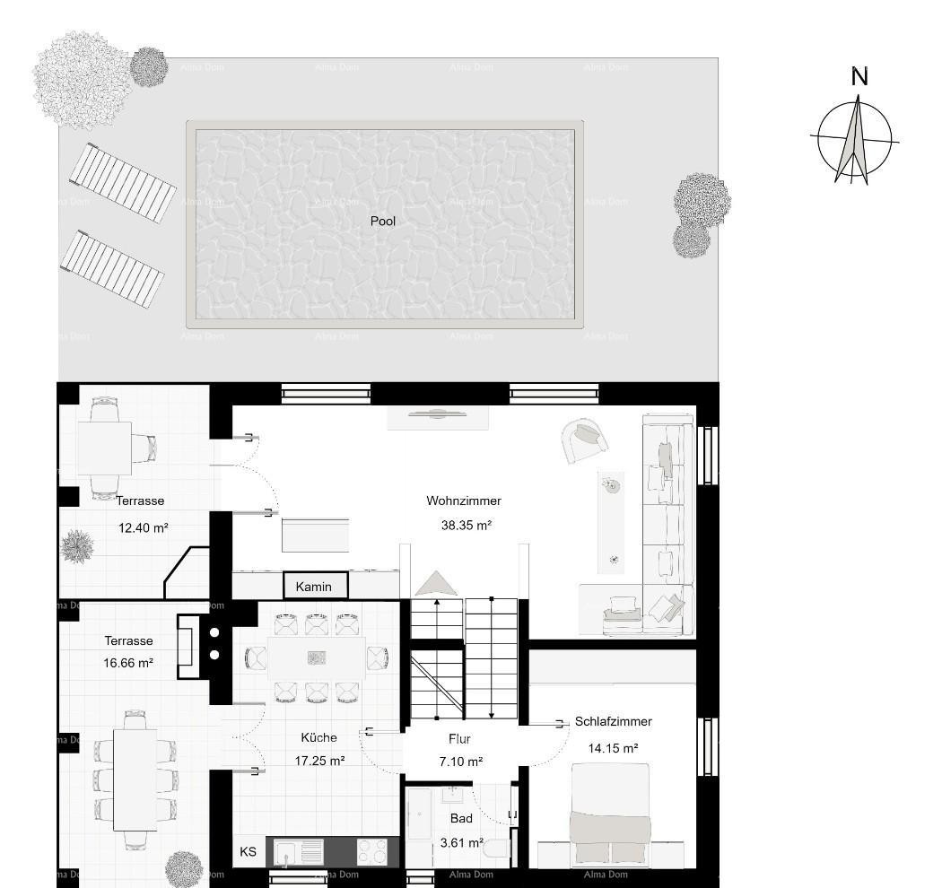 Продается эксклюзивная вилла с бассейном в Вижинаде. 11