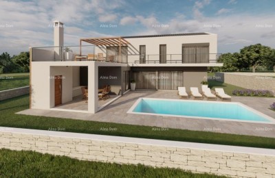 Building plot with a project of a villa with a swimming pool, Rebići.