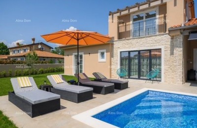 Luksuzna, potpuno namještena istarska vila s studio apartmanom, bazenom i pogledom na more, Kanfanar!