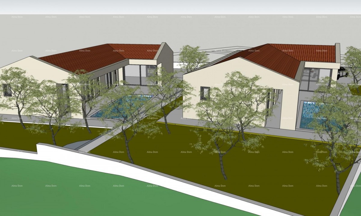 Vendita - due terreni edificabili con permessi di costruzione definitivi per case con piscina, Marčana! La costruzione può iniziare subito! 3