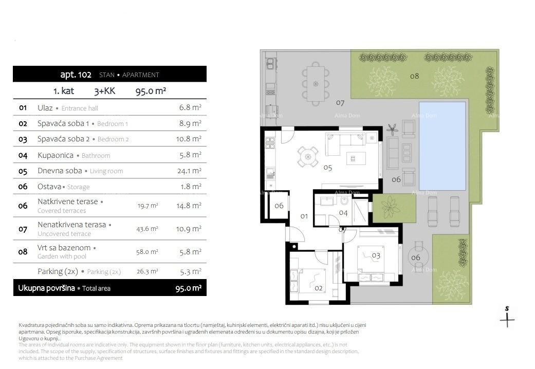 An apartment for sale with a swimming pool in a new residential building, Premantura!  (102) 3