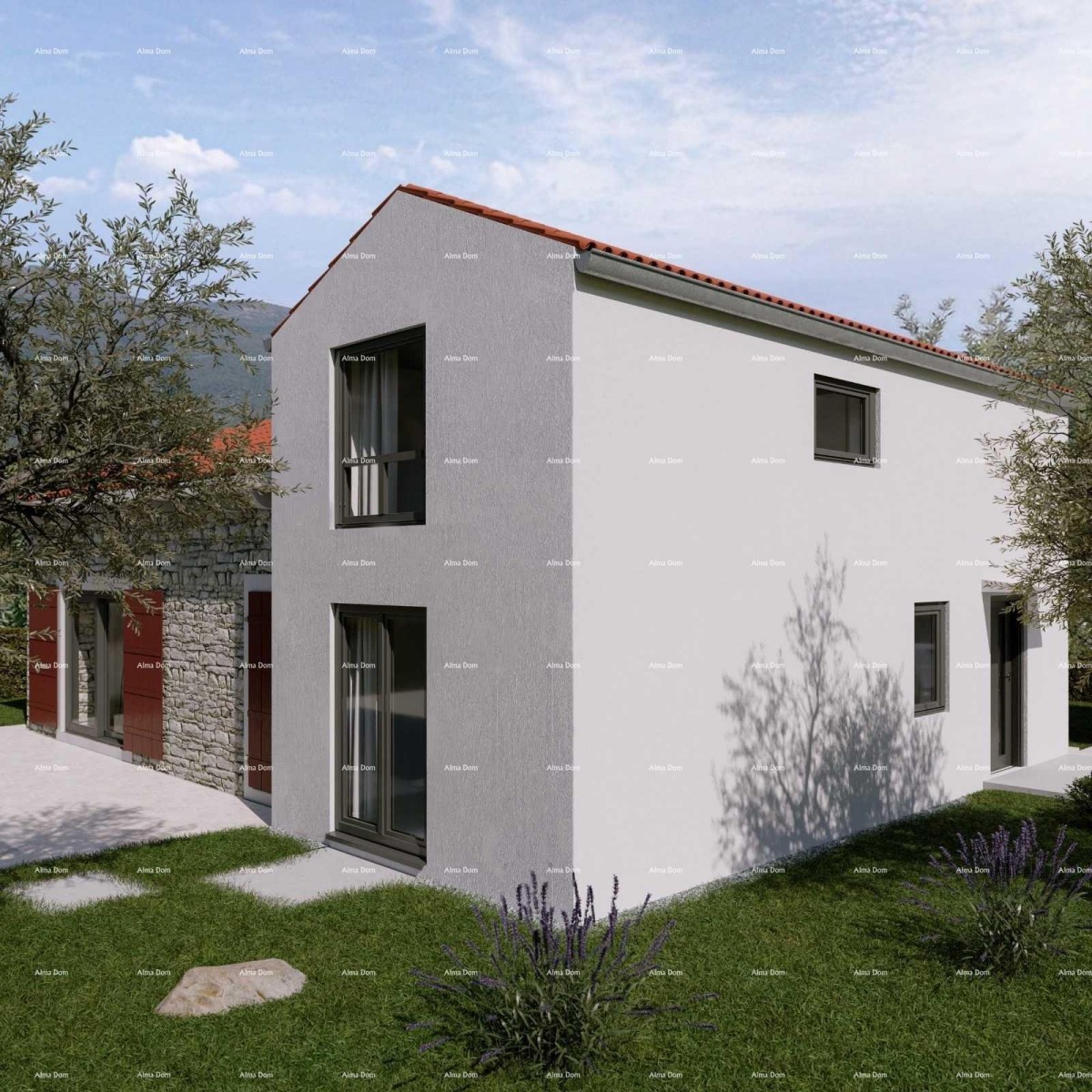 Vodnjan. Hiša v gradnji z bazenom in Svetvinčenat, zemljišče z gradbenim dovoljenjem! 2