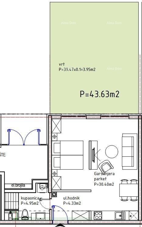 Nuovo! Appartamento studio con giardino in ottima posizione, Pula! 4