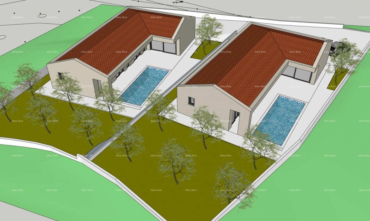 Vendita - due terreni edificabili con permessi di costruzione definitivi per case con piscina, Marčana! La costruzione può iniziare subito! 4