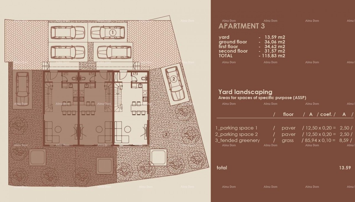 Medulin, Moderni troetažni apartman s pogledom na more, A3 5