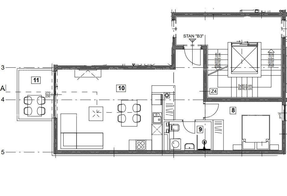 Jednosoban stan B3 na 3. katu s KROVNOM TERASOM, Vabriga! 3