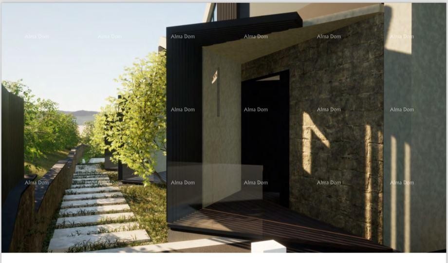 Building plot with a ruined house for sale in Labin, with sea view and project included. 4