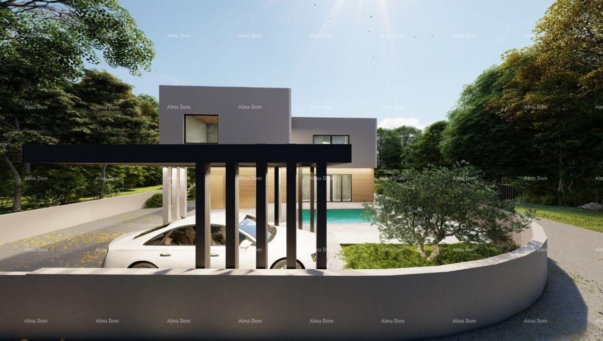 Prodaje se kuća u fazi izgradnje, sa bazenom i pogledom na more u Pomeru 12