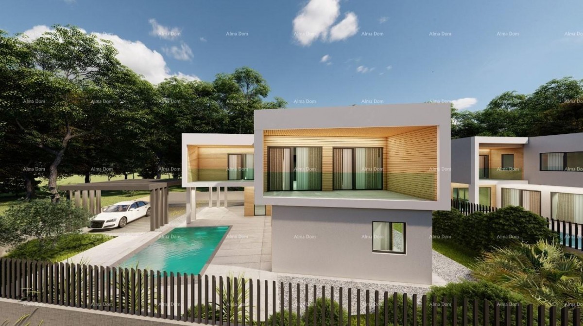 Prodaje se kuća u fazi izgradnje, sa bazenom i pogledom na more u Pomeru 8