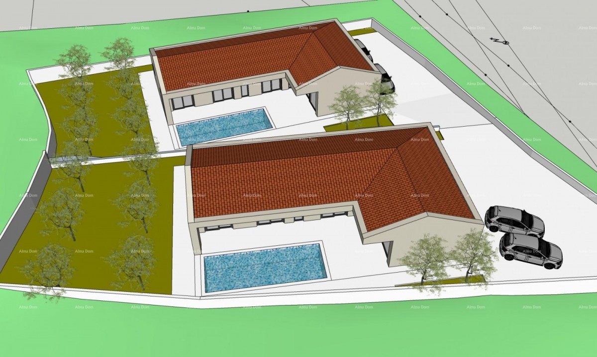 Vendita - due terreni edificabili con permessi di costruzione definitivi per case con piscina, Marčana! La costruzione può iniziare subito! 6