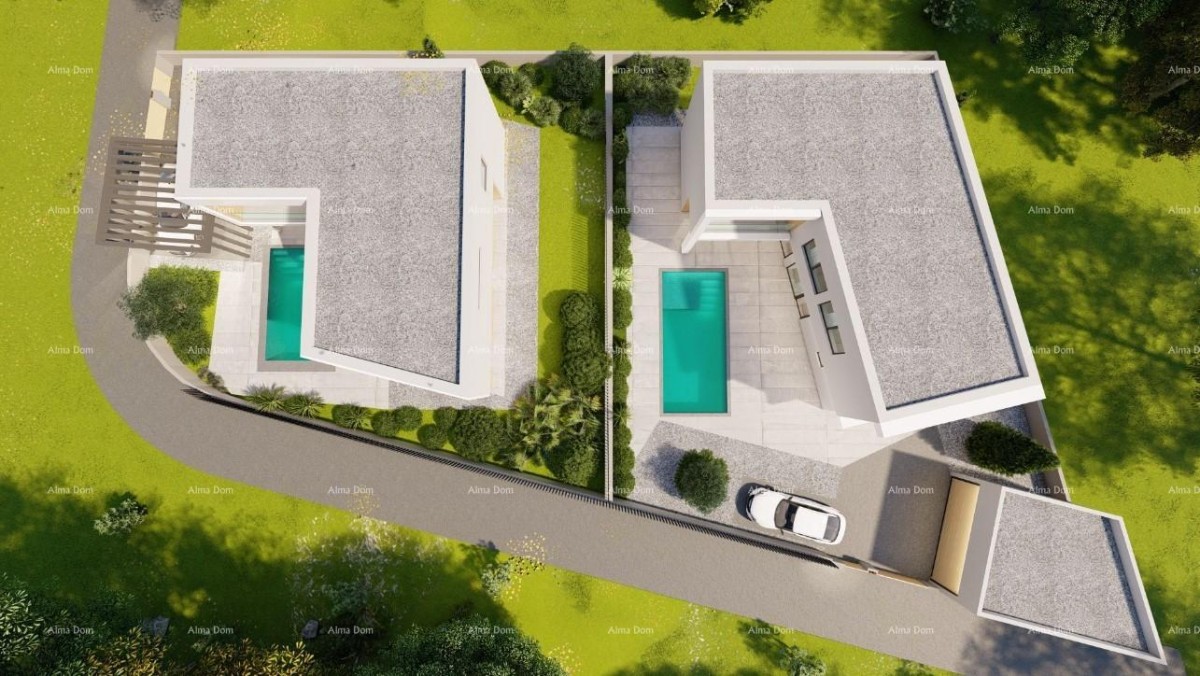 Prodaje se kuća u fazi izgradnje, sa bazenom i pogledom na more u Pomeru 1