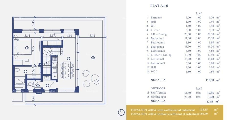 Умаг, курорт роскоши и красоты! Продажа квартир в курорте с общим крытым инфинити-бассейном площадью 105 м²! 10